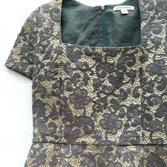 ❤️❤️ Cocktail / office dress in a grey pattern, square neck, short sleeve,… - Picture 5 of 9